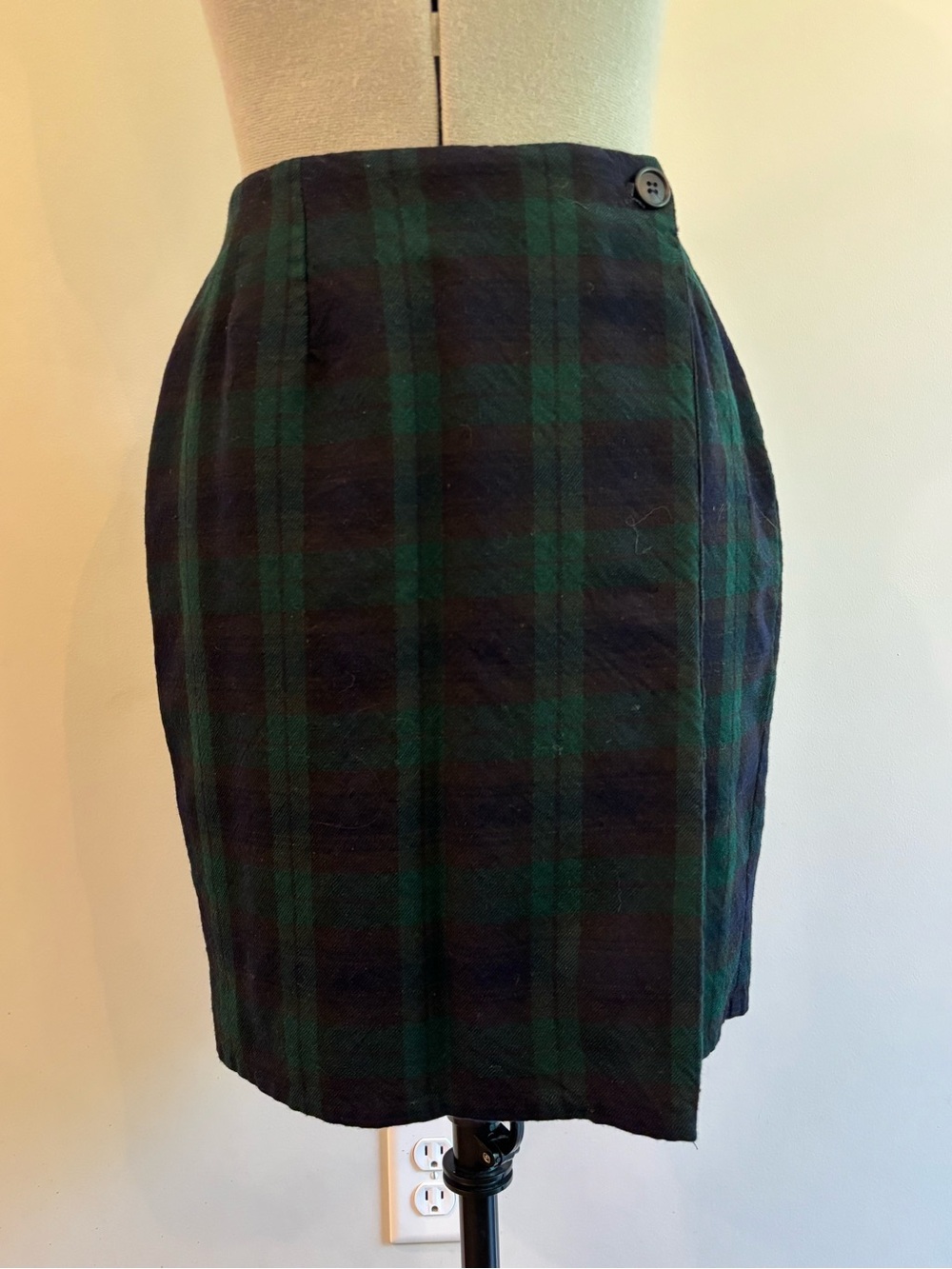 Bass Green & Navy Plaid Pencil Skirt
